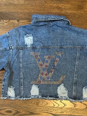 Custom Denim Jacket with Embellished Rhinestone design by designer xoxo,E